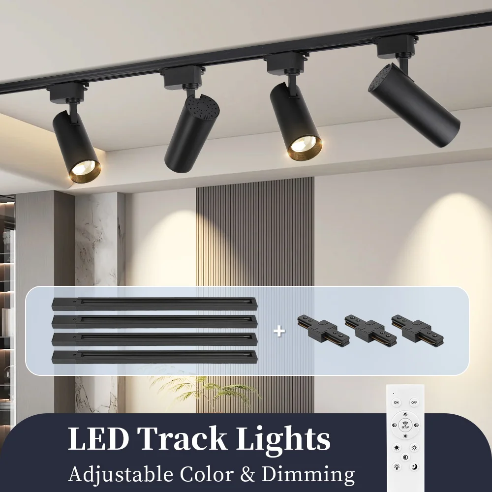 Remote Control LED Track Lights Lighting Rail Set 20W Rail Lighting 110-265V Ceiling Track Light Adjustable Spotlight For Home