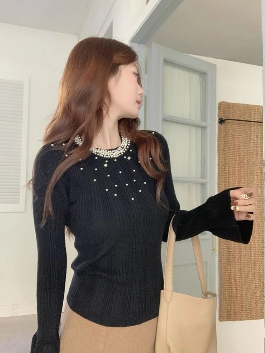 Hiver 2025 tricots pour femmes décontracté Sle Long Sve Bell Sve pull de luxe Aosphère fait à la mode haut Ci marche vêtements intérieurs