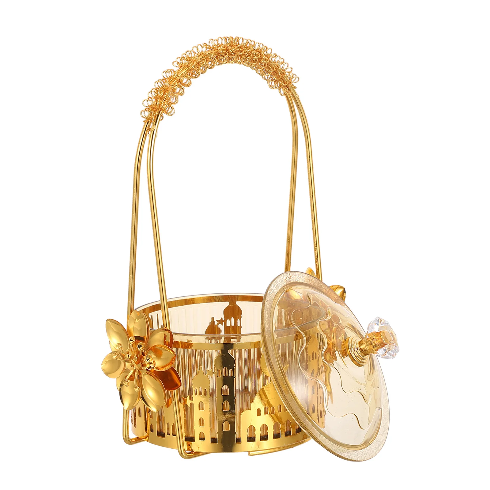 

Eid Mubarak Snack Tray with Lid - Arabic Design Candy Dish for Ramadan Sweets - Middle Eastern Serving Tray - Islamic Table