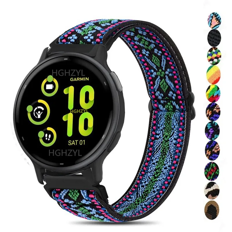نايلون مرن للغارمين Vivoactive 5 4 3 حزام Forerunner 245 255S 265 حزام (استيك) ساعة Venu Plus 3 2 SQ سوار المعصم