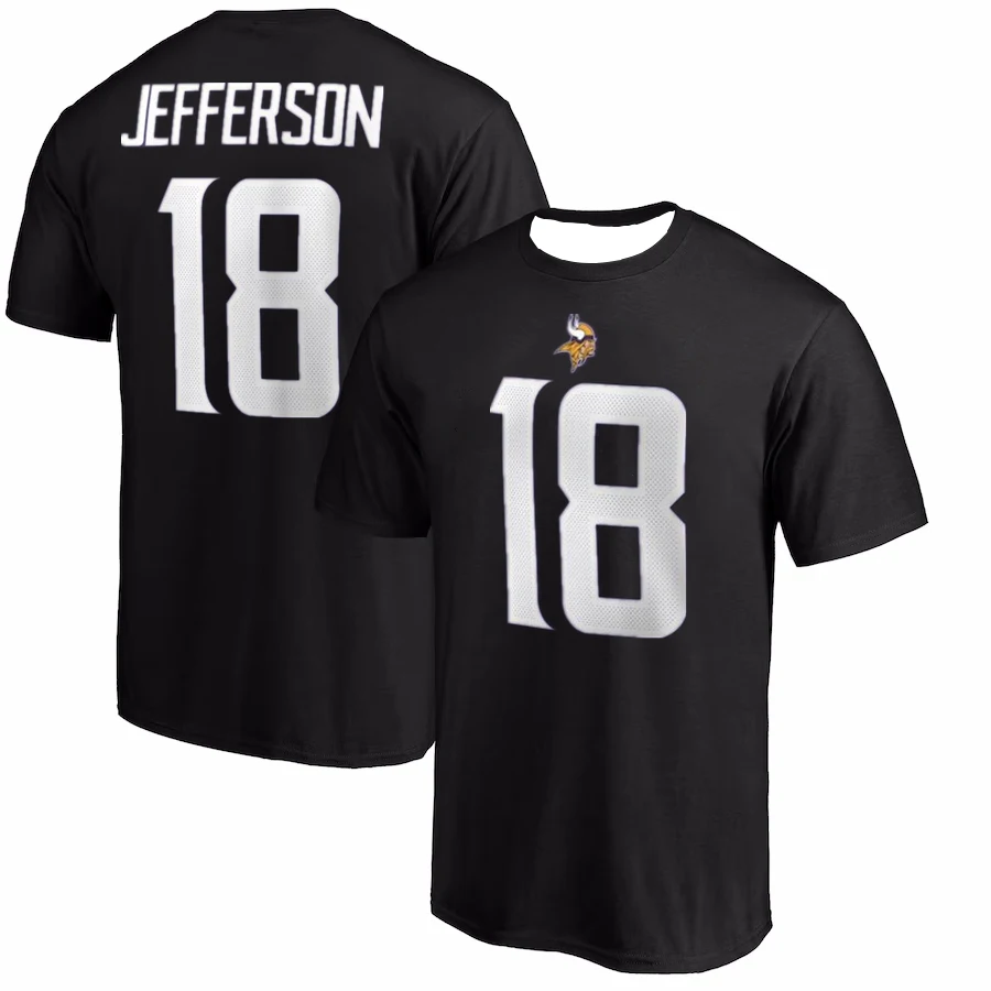 NFL Vikings Minnesota Vikings Jefferson T-Shirt 3D Printed Breathable Comfortable Adult Short Sleeve Outdoor Sports T-Shirt