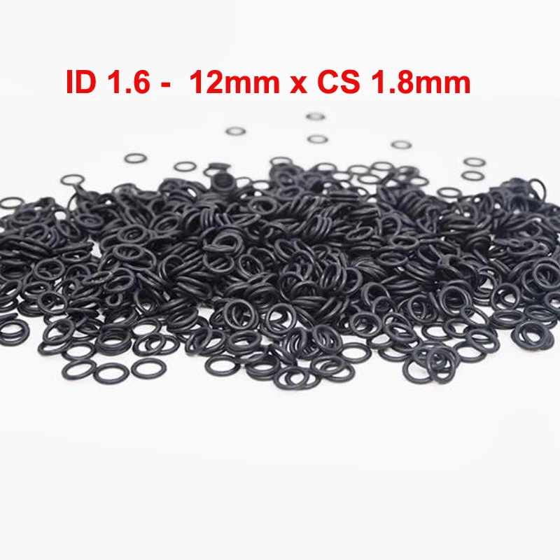 100 Pcs NBR O Ring Seal Rubber Gasket ID 1.6 1.8 2 2.24 2.5 2.8 3.15 3.55 3.75 4 4.5 4.87 5 5.15 5.3 To 12mm x CS1.8mm
