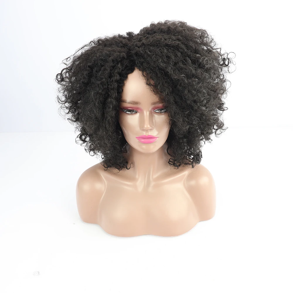 YunRong Synthetic Hair Bomb Twist Short Afro Curly Wig for Black Ladies