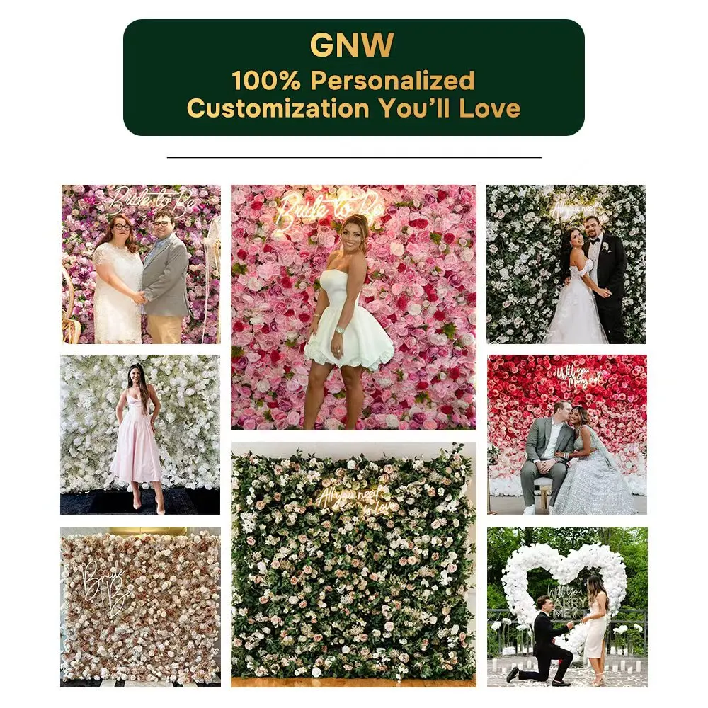 卸売カスタム白と緑の壁結婚式用品装飾ローズ背景シルク人工装飾花壁