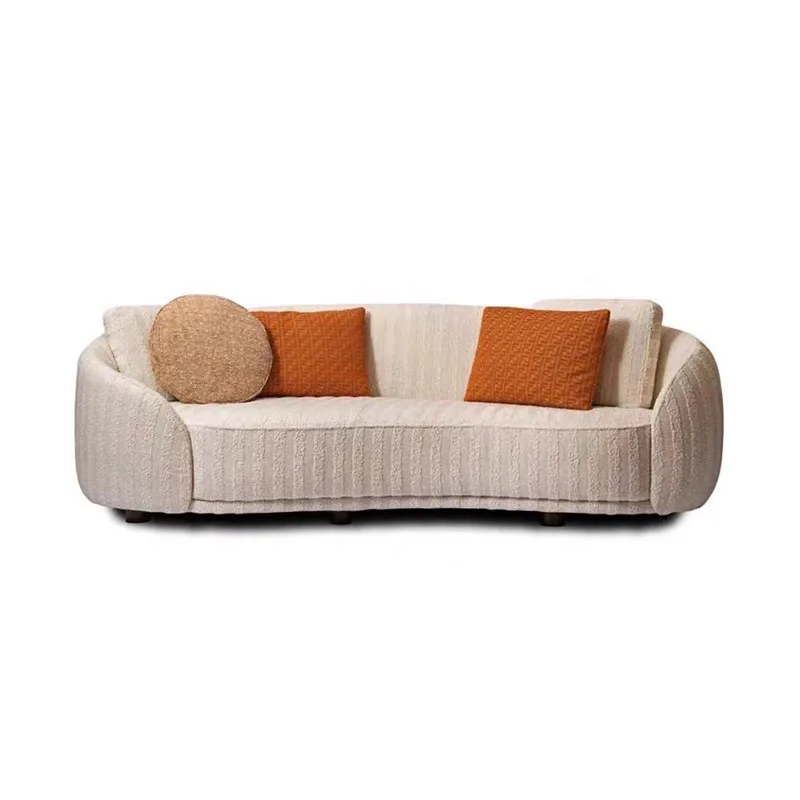 

High end living room, home fabric sofa, small apartment, modern and simple model room, curved sofa