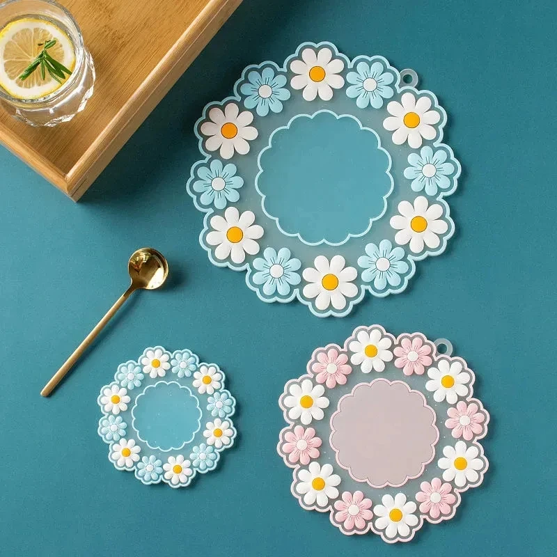 Cute Daisy Blossom Table Mat Anti-skid Cup pads Tea Cup Milk Mug Coffee Cup CoasterHeat Insulation  Kitchen Accessories Placemat