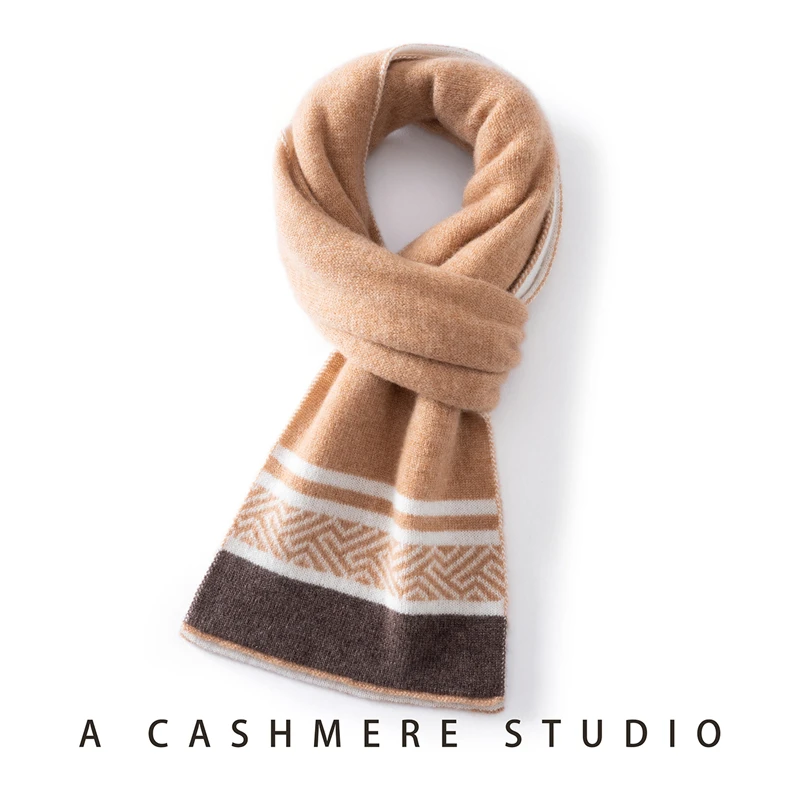 New Autumn Winter Cashmere Color Blocked Scarf For Men And Women Warm Knit Scarf Fashion Contrasting Stripes, Versatile Scarf