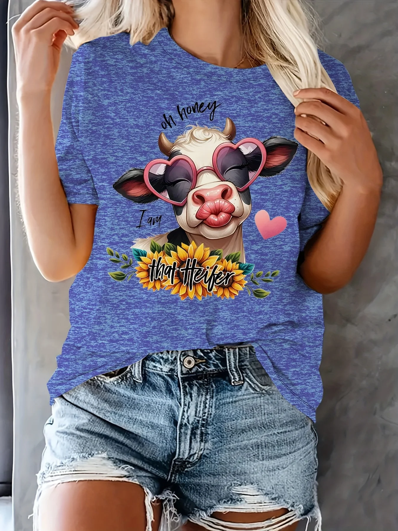 

Женская футболка большого размера с коротким рукавом и принтом теленка, свободная повседневная, мягкая, удобная и дышащая, для занятий спортом на открытом воздухе