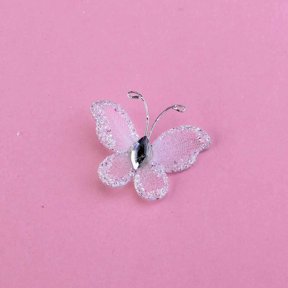 100 Pcs Mesh Butterfly Decoration DIY Wedding Wire Decorative Patches Appliques Embellishments for Dress Gift Bride