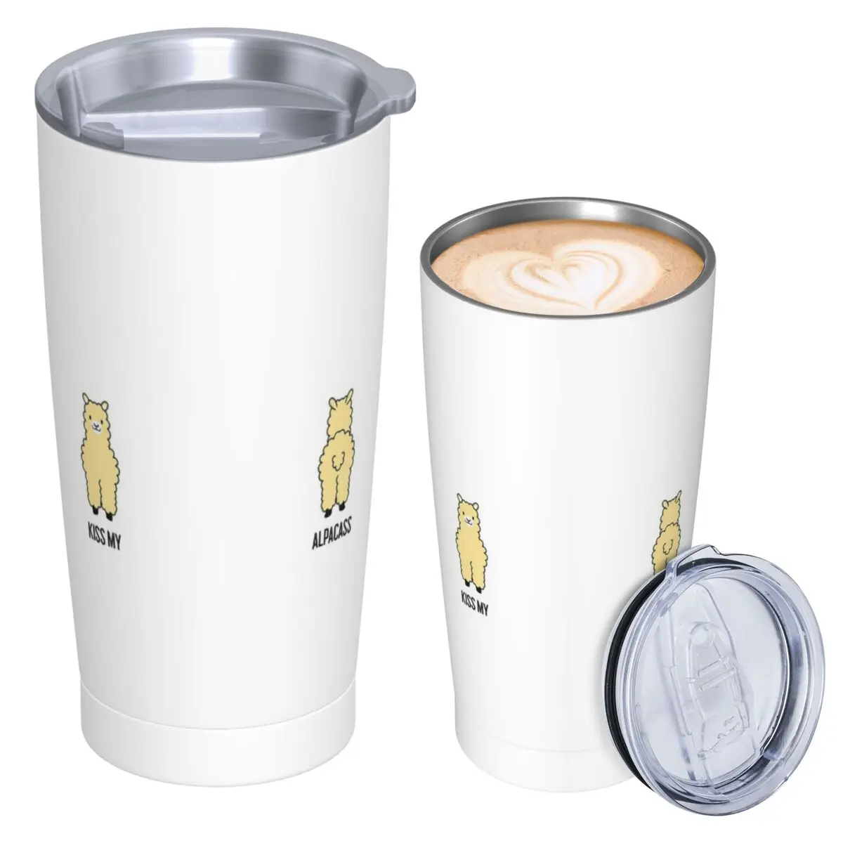 2-Sided Kiss My Alpacass Funny Alpaca Llama Stainless Steel Tumbler Vacuum Insulated Mugs Thermal Cold Cup Straw With Lid 20oz