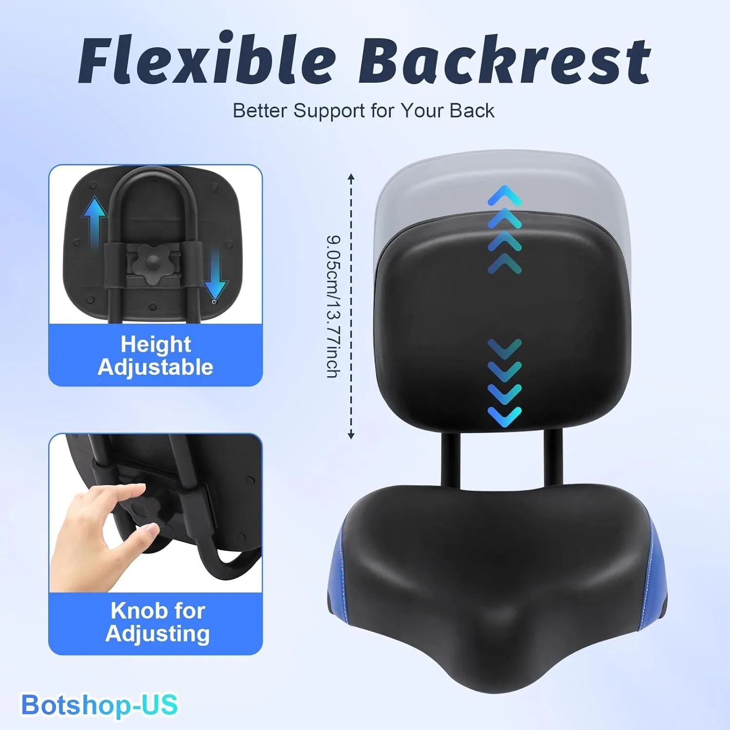 مقعد دراجة مريح واسع للغاية مع وسادة مسند ظهر ناعمة لدراجة ثلاثية العجلات والجبال وإكسسوارات الدراجات الجبلية