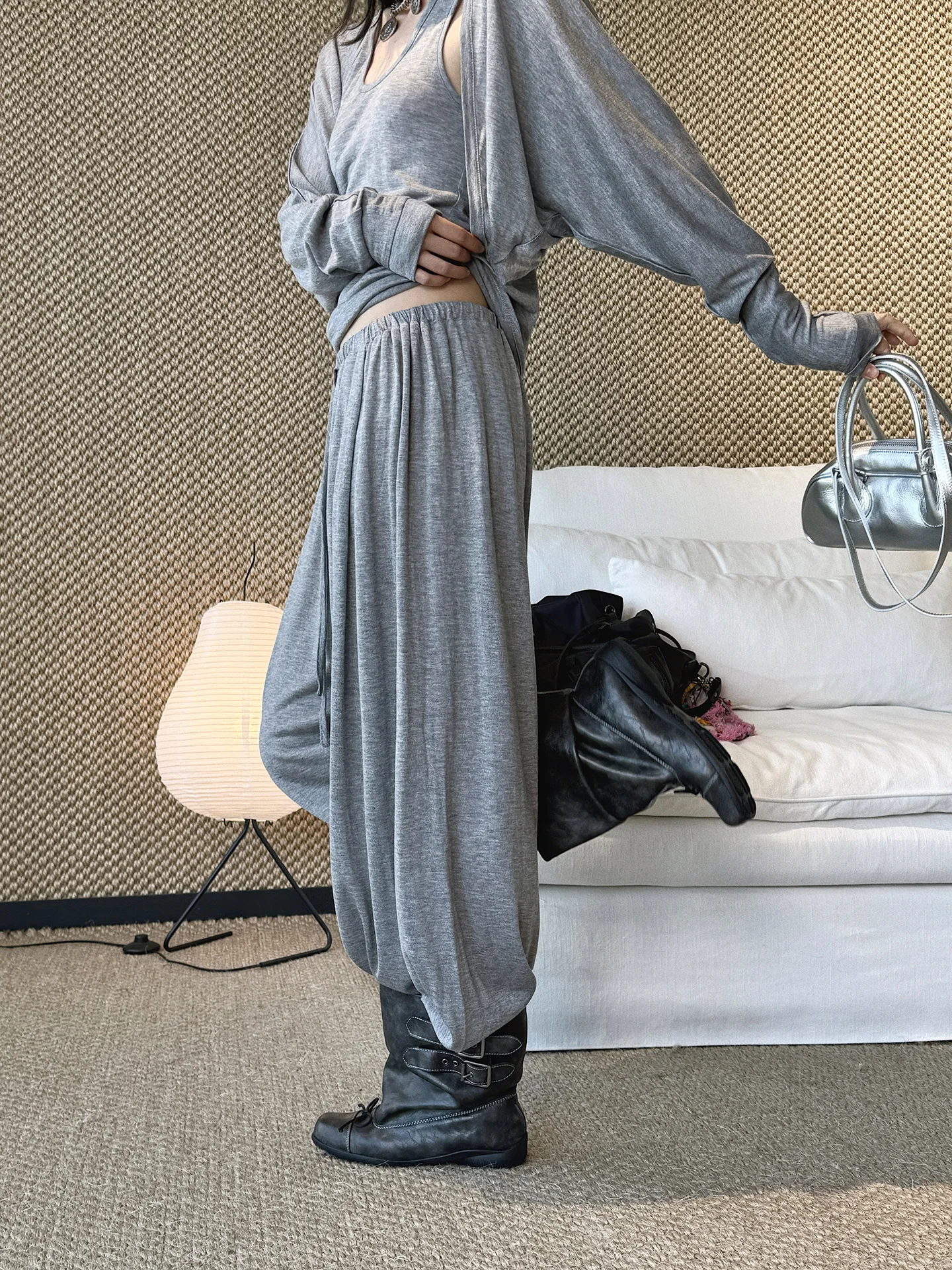Summer Elastic Drawstring Wide-Leg Casual Pants, Loose And Drapey, Fresh Long Pants For Women