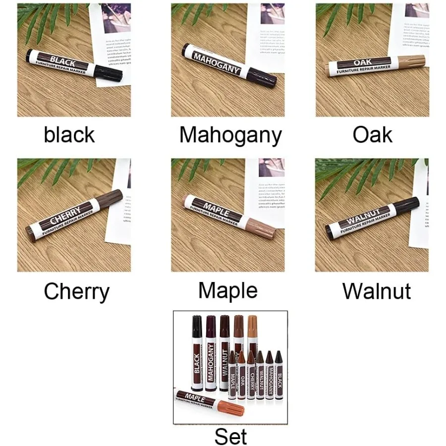 قلم تحديد إصلاح الخشب من SYCOOVEN لطاولات الأرضيات - طلاء بسيط يعمل باللمس للبقع والنجارين باللون الأسود - I