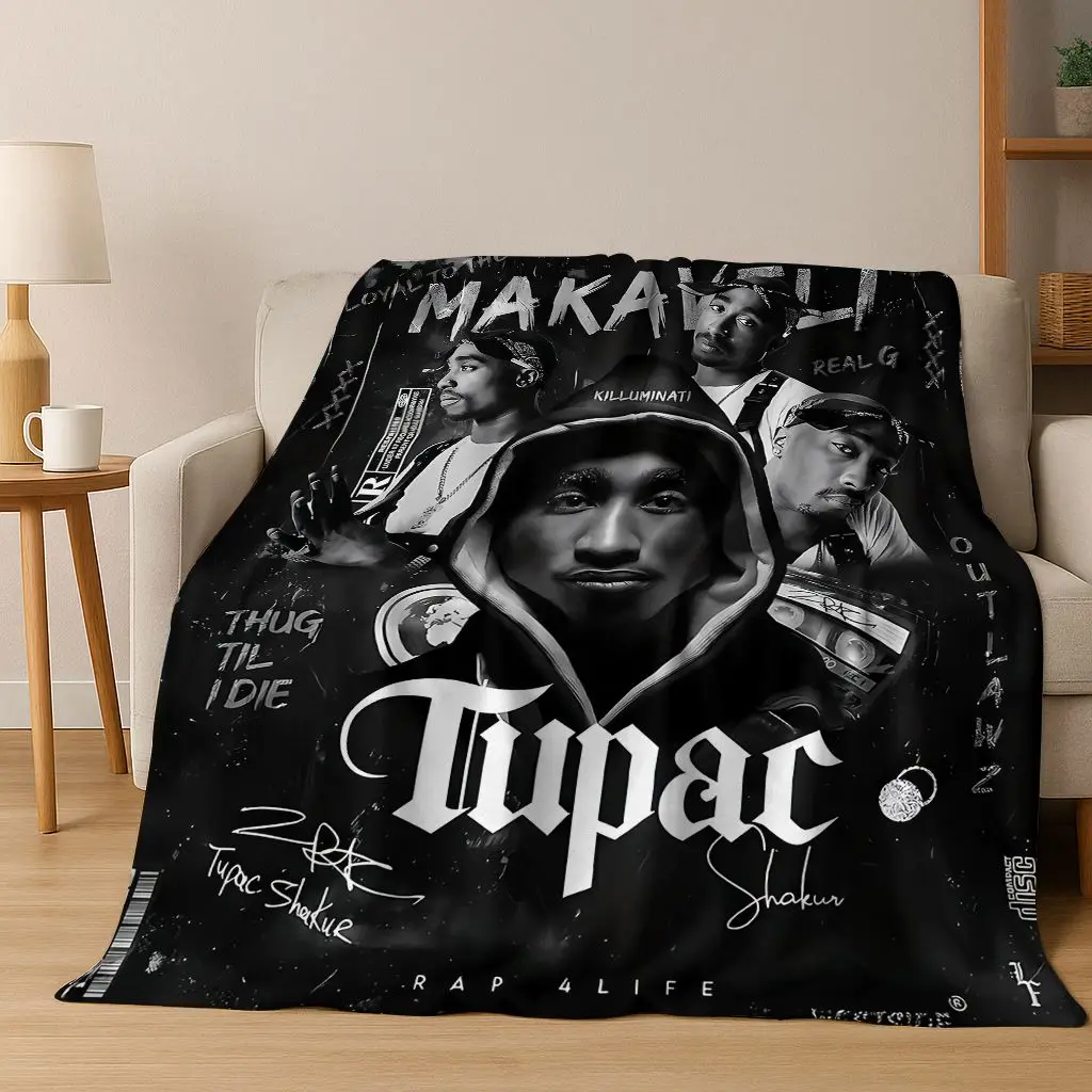 توباك 2pac مغني الراب ايمينيم الهيب هوب الراب الله الفن الفانيلا بطانية ، دافئ لينة رمي بطانية للمنزل غرفة نوم غطاء أريكة تتحول لسرير الاطفال هدية