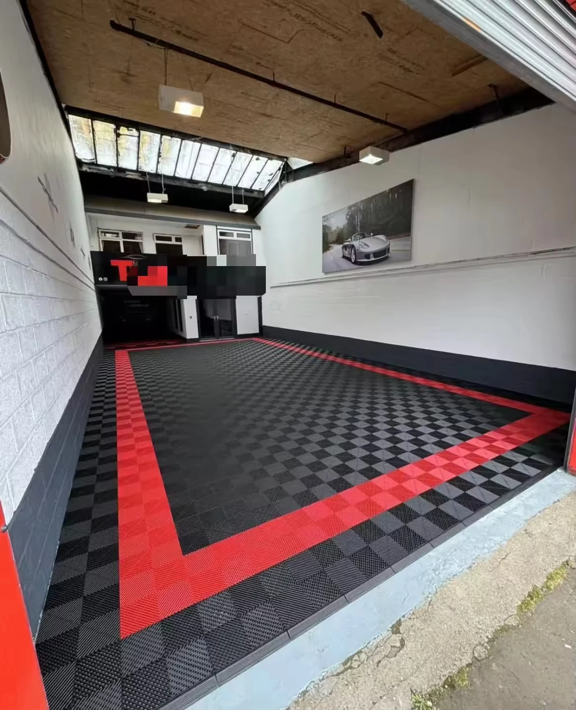 2025 Hot Sale 18mm PP Interlocking Garage Floor Tiles Easy Click Modern Plastic Flooring Grating for Private Garage Workshop