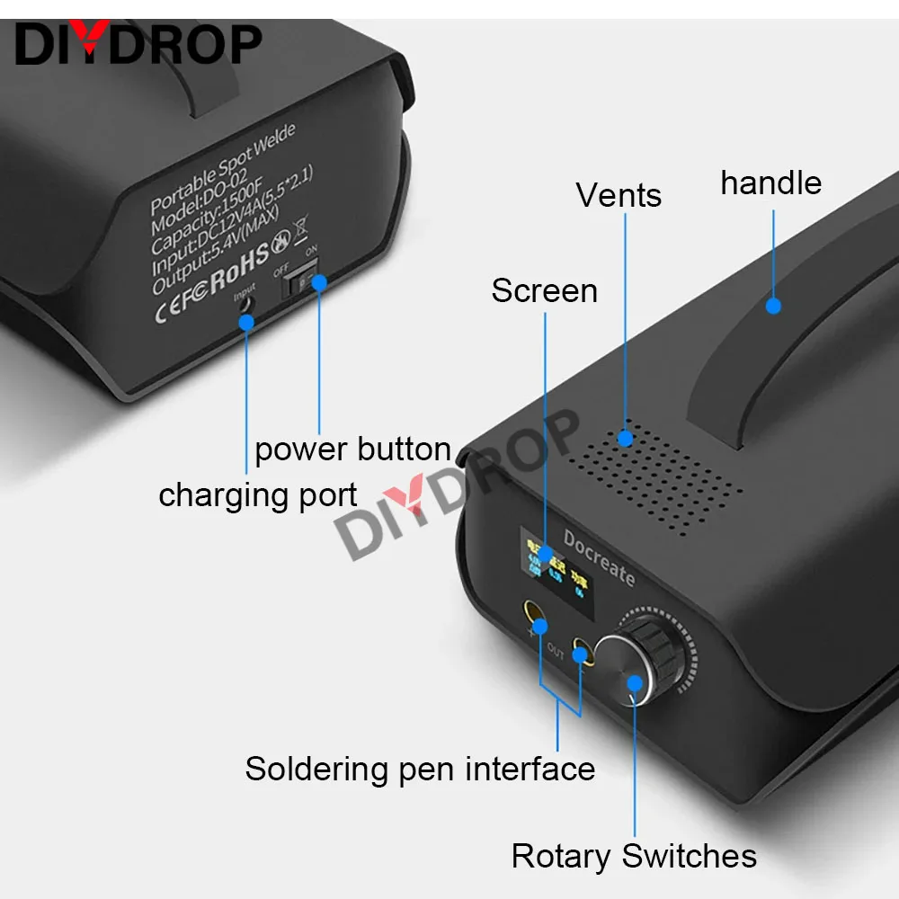 Digital Spot Welding Machine 120 Gears Power Adjustable 3000F SuperCapacitor for 18650 Lithium Battery DIY Welding Spot Welder