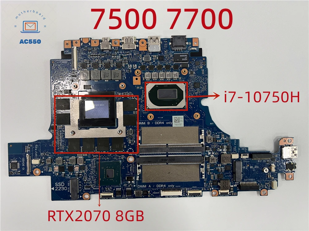 

Laptop Motherboard cn-0VF32T For Dell 7500 7700 with i7-10750H cpu and RTX2070 8GB gpu Fully Tested and Works Perfectly