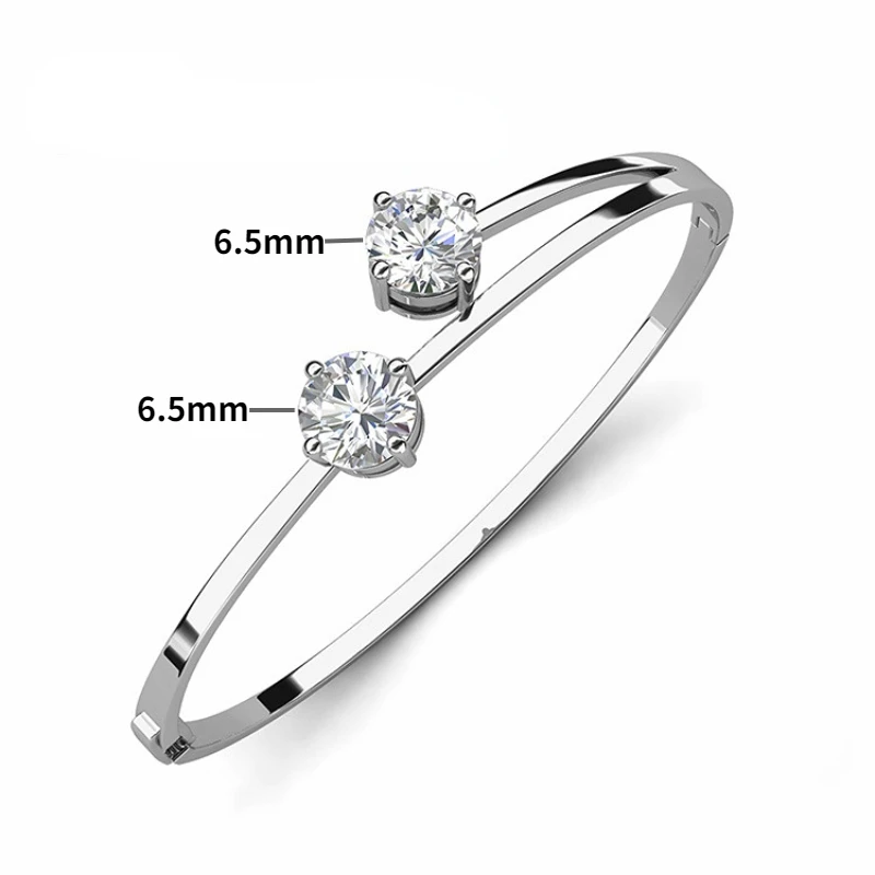 2 Ct Moissanite Women Bracelet 925 Sterling Silver Created Couple Bangle Bracelets Wedding Fine Jewelry