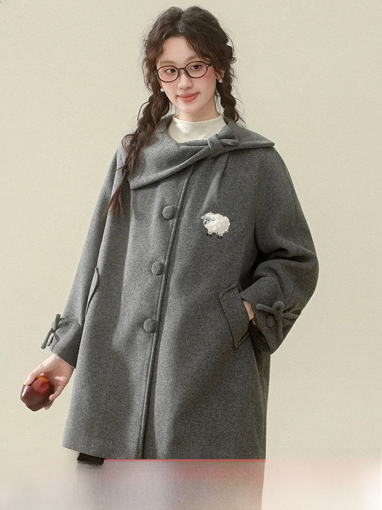 

Женское шерстяное пальто с воротником из вельвета, эксклюзивный дизайн, зимняя утепленная верхняя одежда для повседневной носки, простой стиль