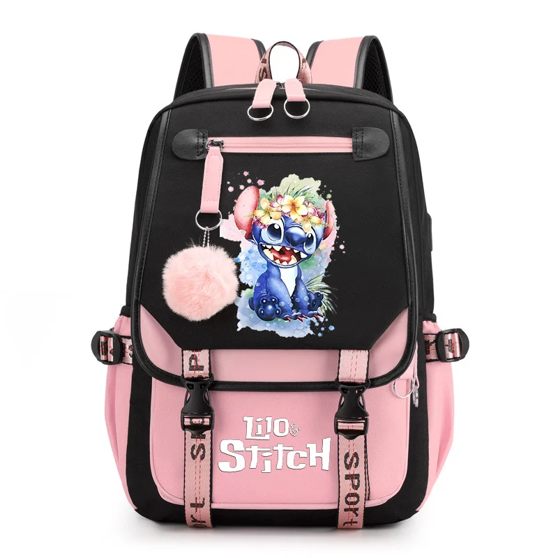 

Disney Lilo Stitch Boys Girls Schoolbags Teenager USB Charging Laptop Backpack Women Men Rucksack Travel Bag Mochila