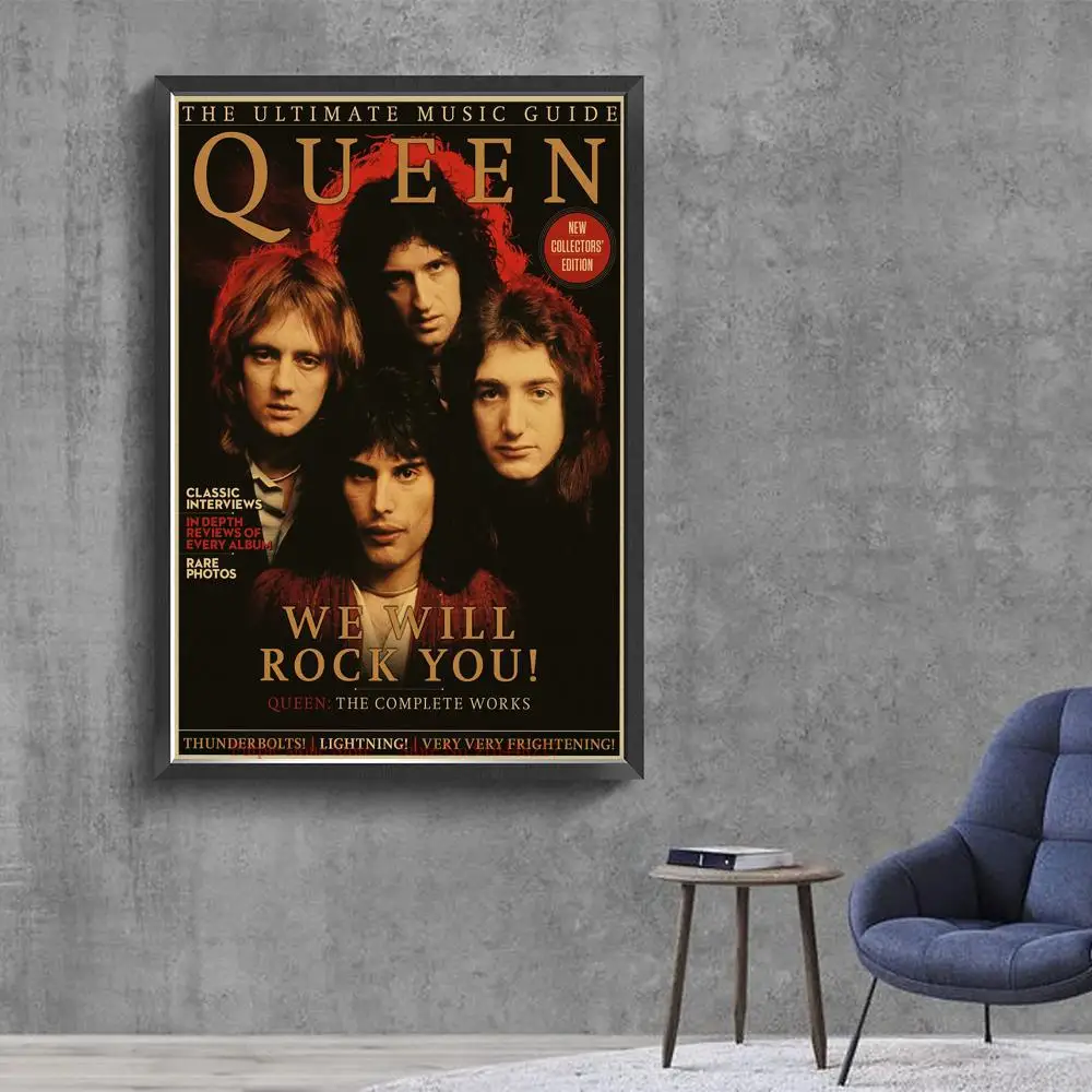 Queen Band Music Whitepaper Poster Retro Kraft Paper Sticker DIY Room Bar Cafe Vintage Decorative Painting