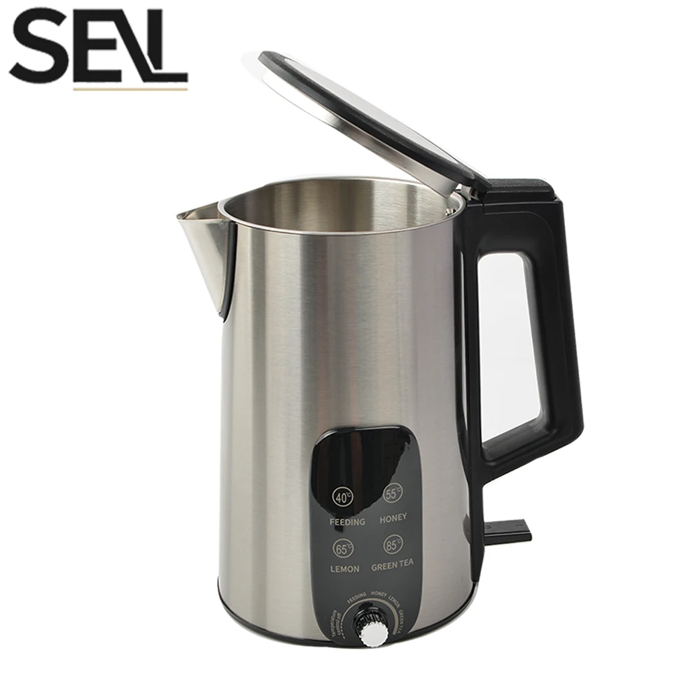 Hervidor eléctrico de acero inoxidable 304 de 2,5 L, pantalla LED con control de temperatura inteligente tipo hervir con un solo toque y perilla