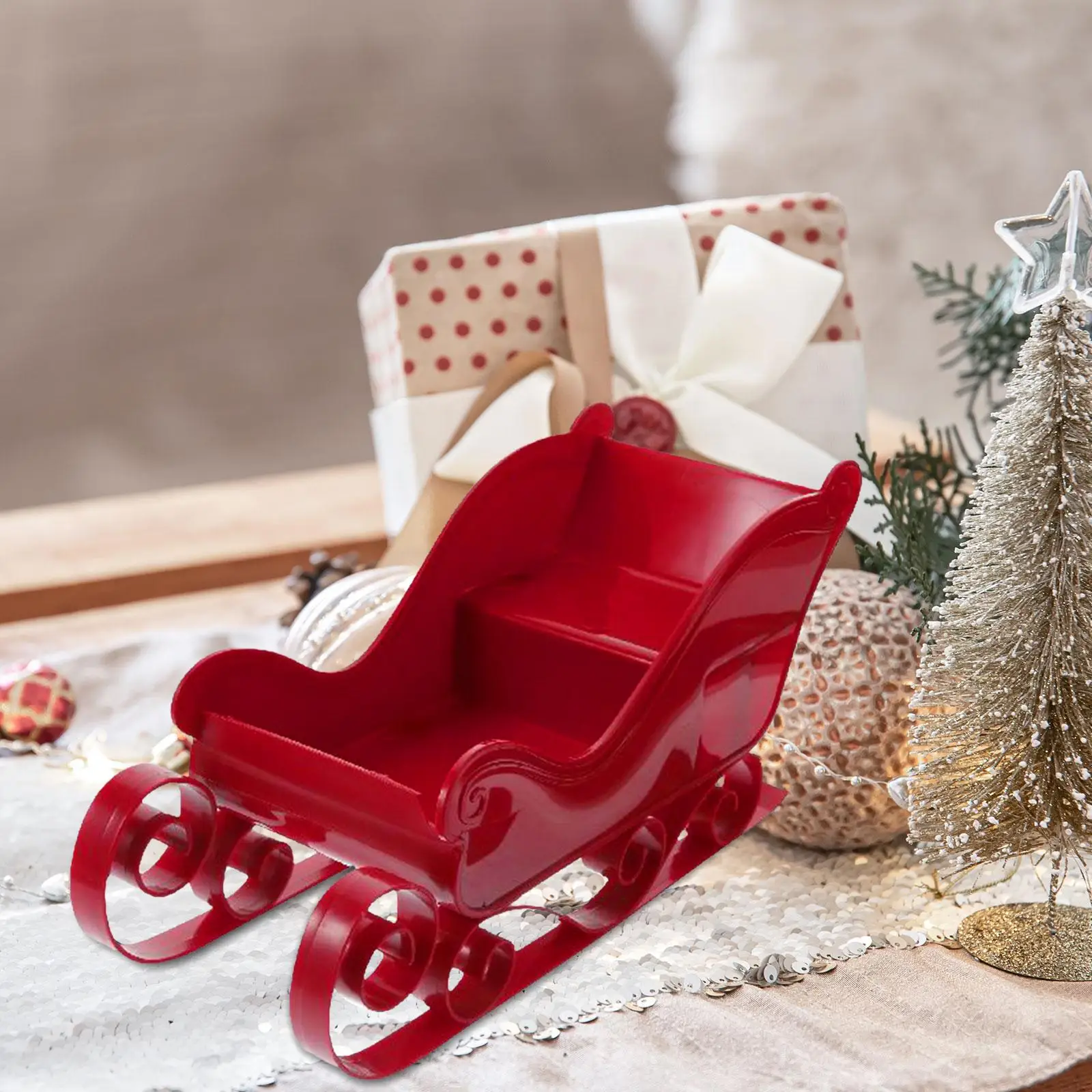 Santa Sleigh Christmas Statue Living Room Ornament Tabletop Decoration Collection Holiday Mini Sled Ornament