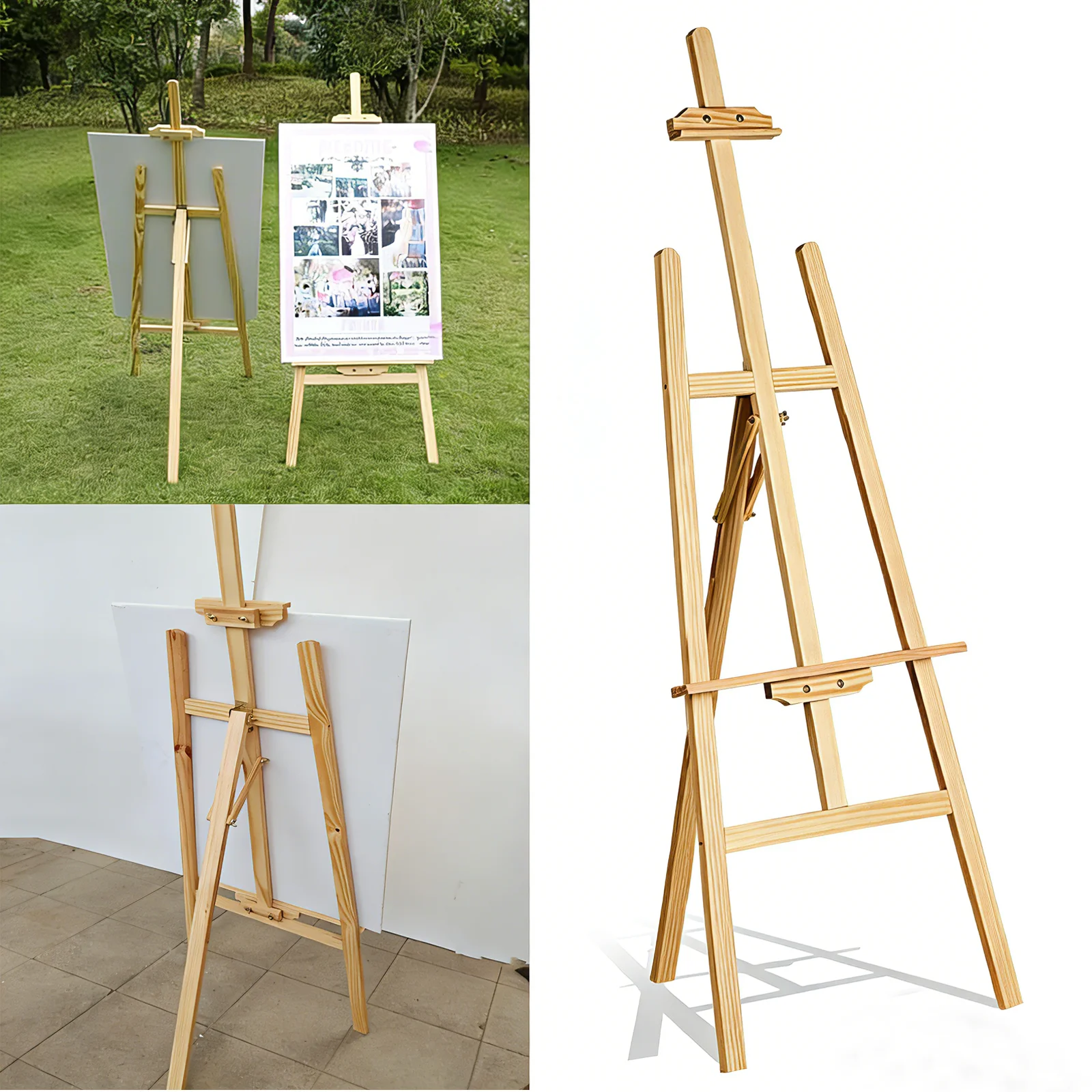 Caballete de madera de 150 cm/5 pies de altura ajustable, soporte para bocetos para artistas, soporte de exhibición para niños y adultos