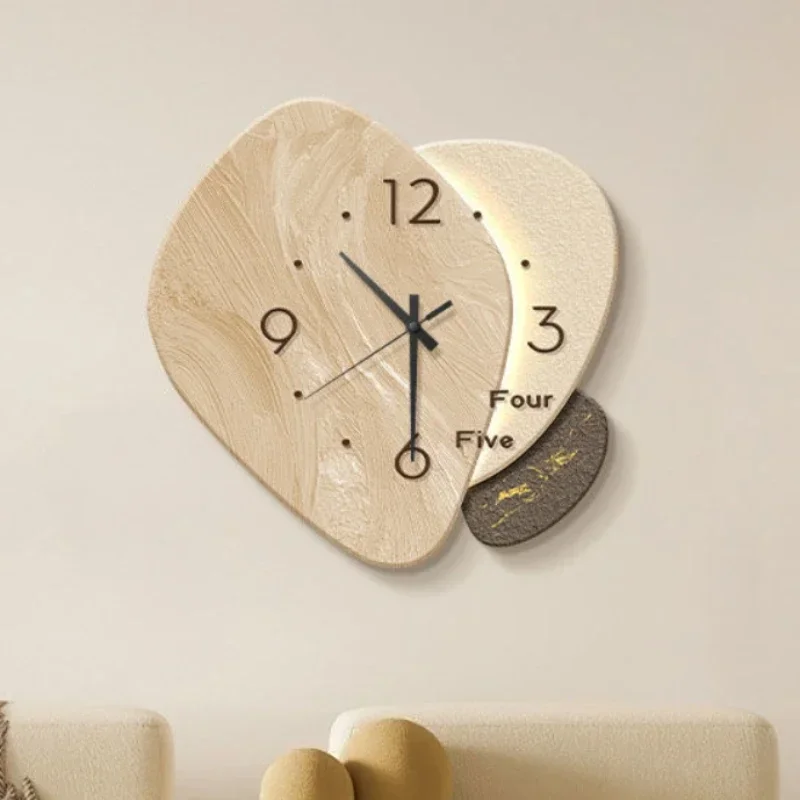 Irregular Family Bedroom Decorated Wall Clock Mute Cream Style Creative Living Room Decorative Painting