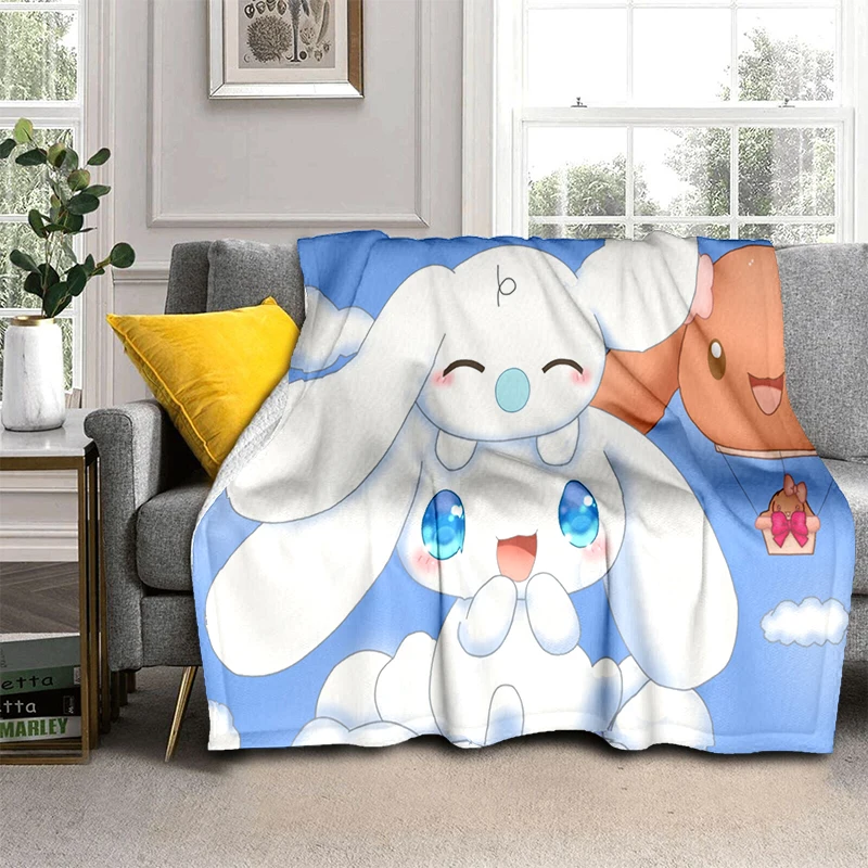 2025 New Sanrio Cinnamoroll Pompompurin Cartoon Girl Soft Plush Blanket,Flannel Throw Blanket for Living Room Bedroom Bed Sofa