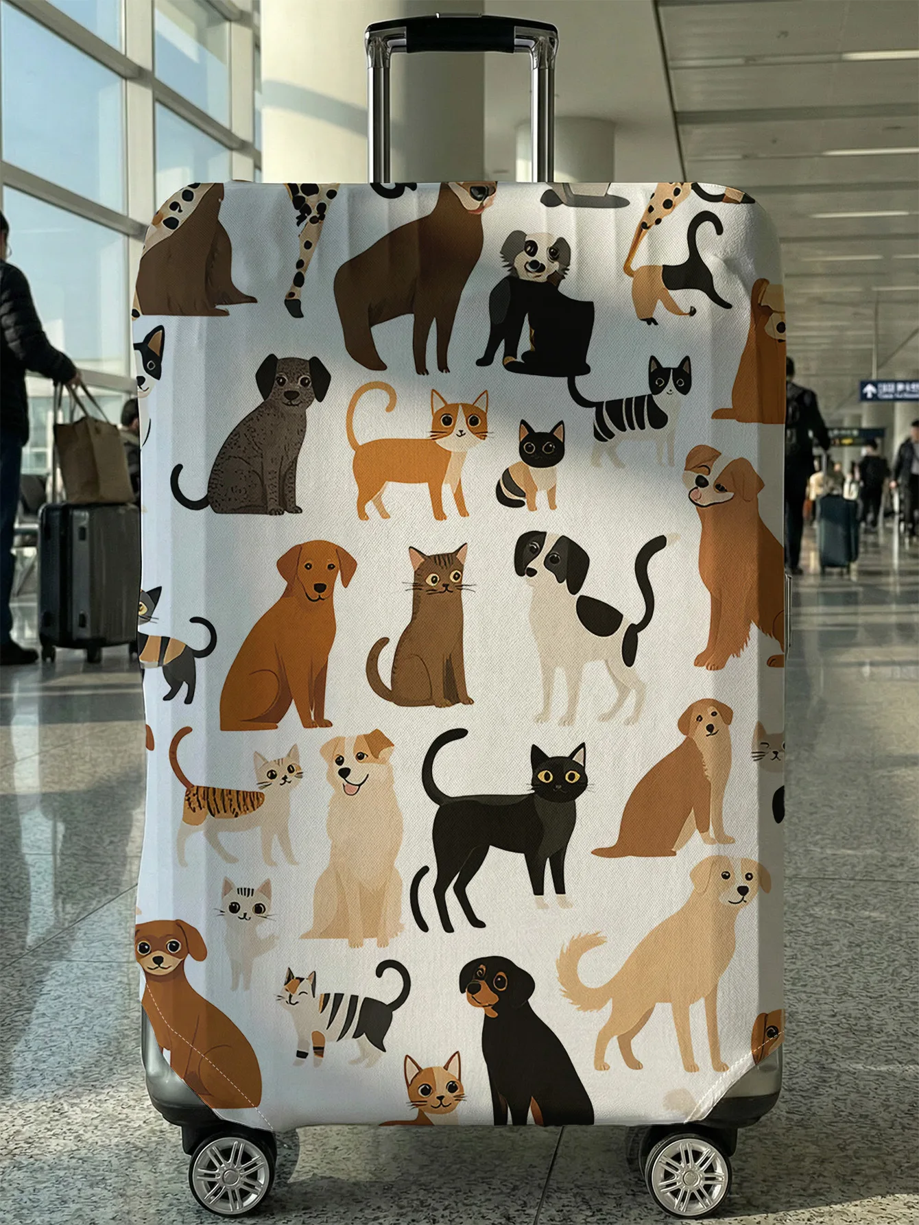 

Чехол для багажа с принтом из коллекции Cat and Dog, подходит для чемоданов 18-32 дюймов, чехол на ручку чемодана, дорожные аксессуары