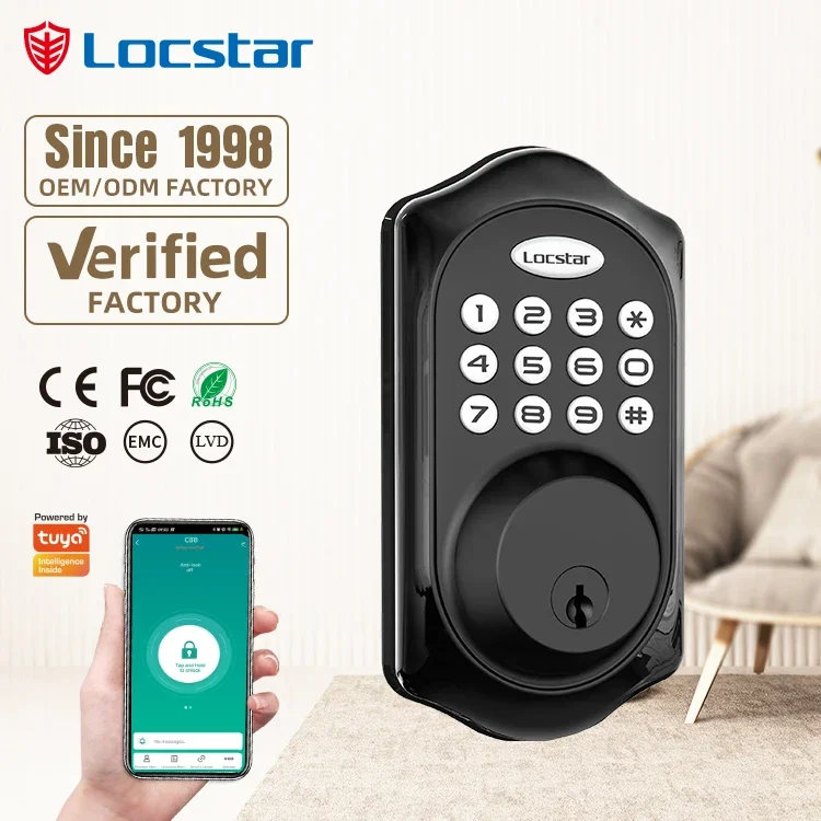 2024 Luxury Villa Smart Electronic Tuya Automatic Key Home Door Lock for Wooden Doors with Bluetooth WiFi Password Protection