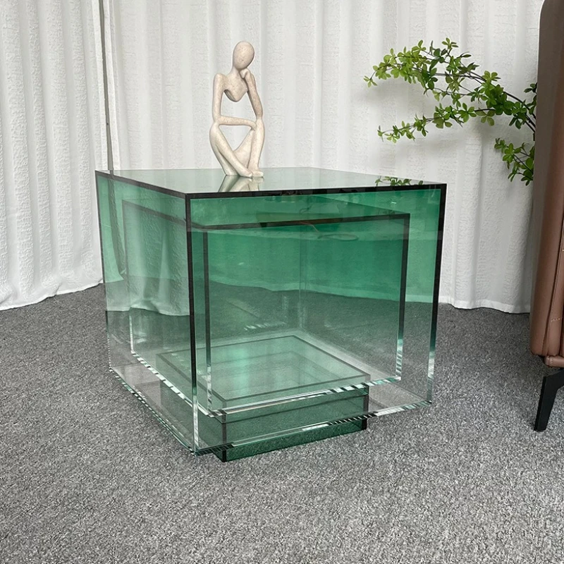 

Acrylic coffee table blue gradual change shelf modern u-shaped sofa edge corner few heart-shaped villa creative tea