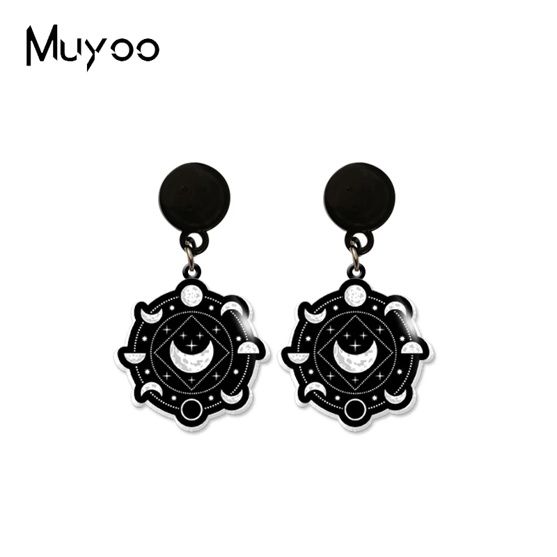 2023 New Arrival Fashion Crescent Moon And Butterflies Aesthetic Mushroom Handcuff Epoxy Acrylic Resin Drop Dangle Earrings