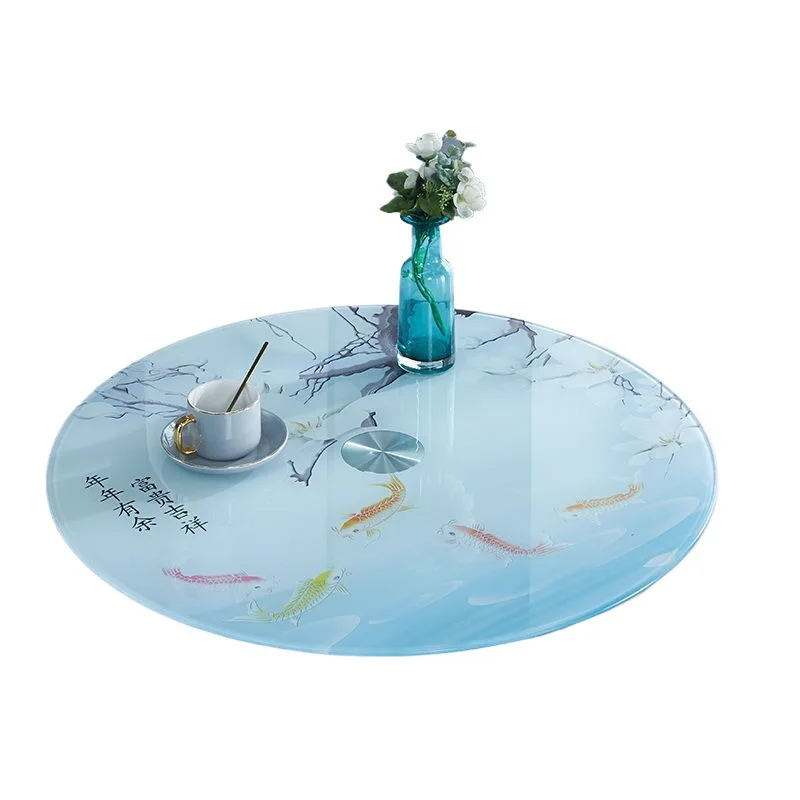 

Dining table turntable tempered glass round table, hotel household glass plate