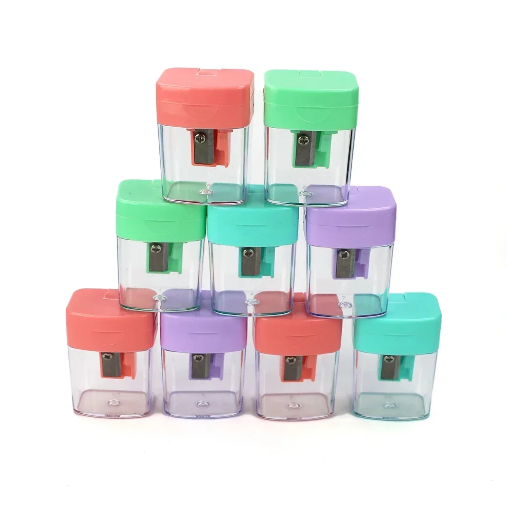 School Office supplies student prizes double-hole multi-functional macaron color pencil sharpener with lid  613A-2-MC