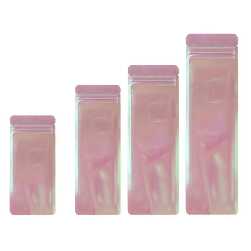 

50Pcs Rainbow Film Ziplock Transparent Long Plastic Packaging Biscuit Candy Valentine's Day Wedding Party Gift Bags