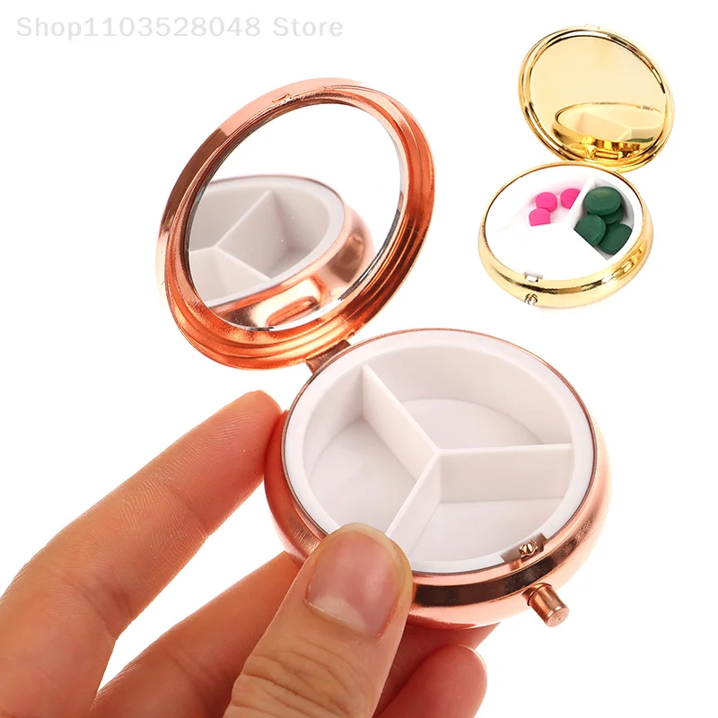 

1/3 сетка круглая металлическая аптечка дорожная капсульная коробка для таблеток хранение лекарств для хранения продуктов для таблеток органайзер