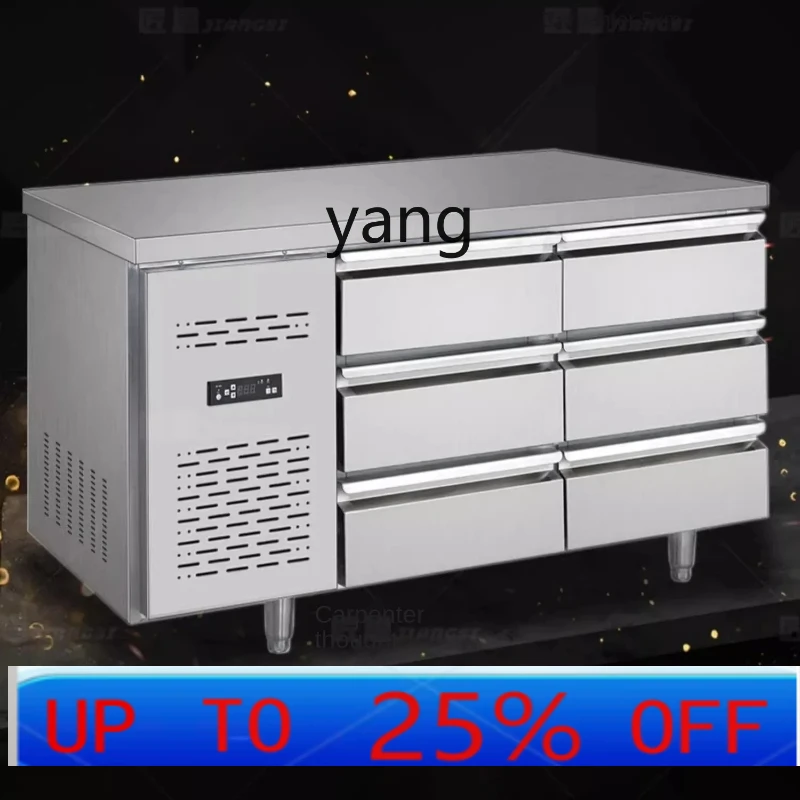 

lhh Back Kitchen Drawer Refrigerator Air Cooled Workbench Kitchen Milk Refrigerator Stainless Steel Fresh Freezer