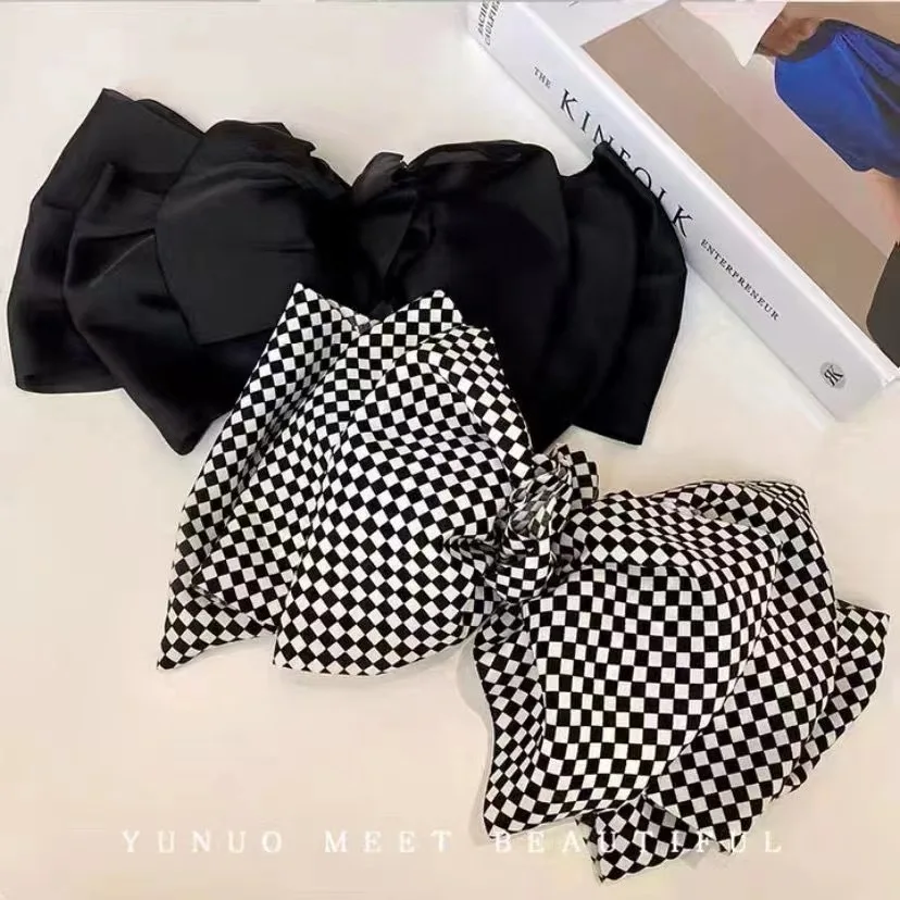 New Korean Big Size Plaid Bow Hair Pin  Spring Hair Clips Elegant Barrettes Headwear Girls Women Hair Accessories