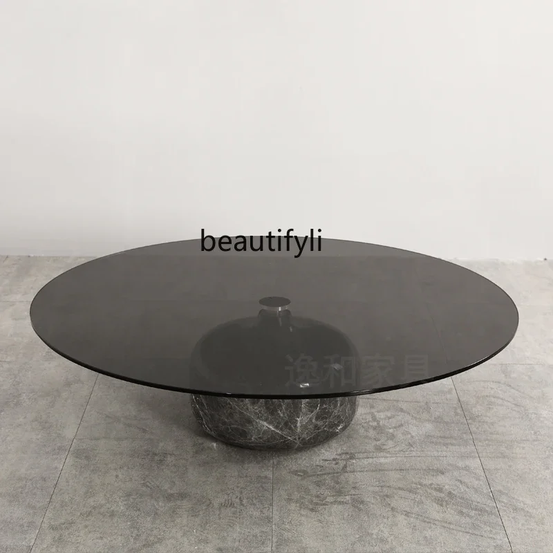 Italian Tempered Glass Tea Table Living Room Modern Minimalist Marble Coffee Table Tea Table