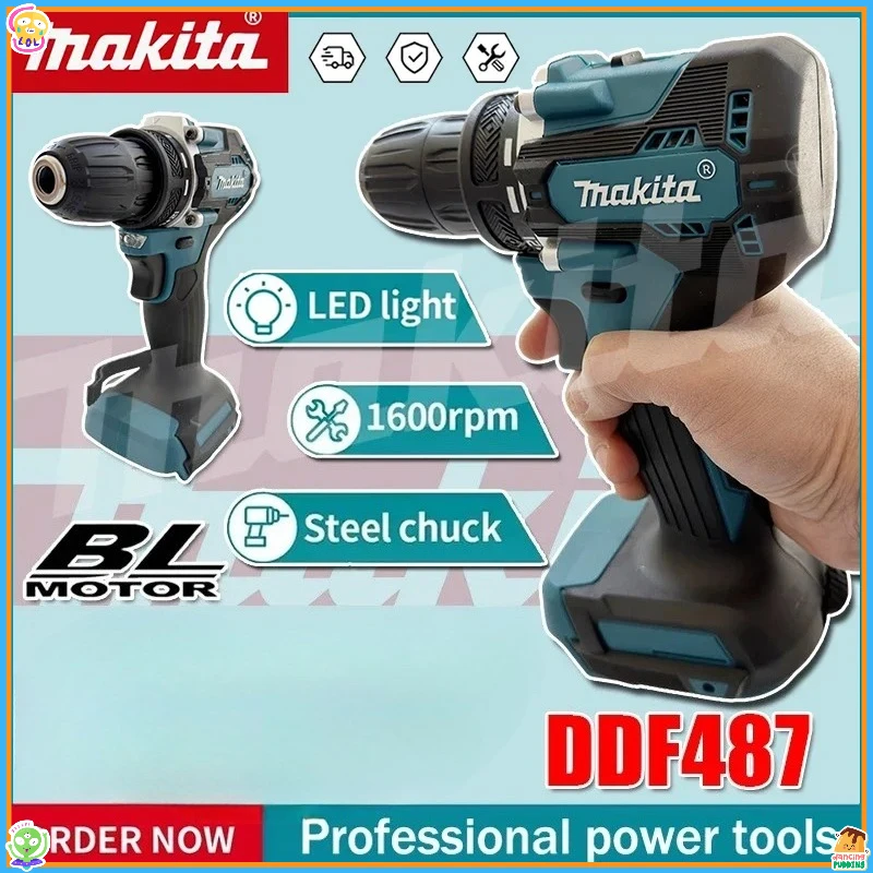 

Бесщеточная дрель-шуруповерт Makita DDF487, аккумуляторная, ручная, ударная дрель, совместима с аккумуляторами 18В/20В