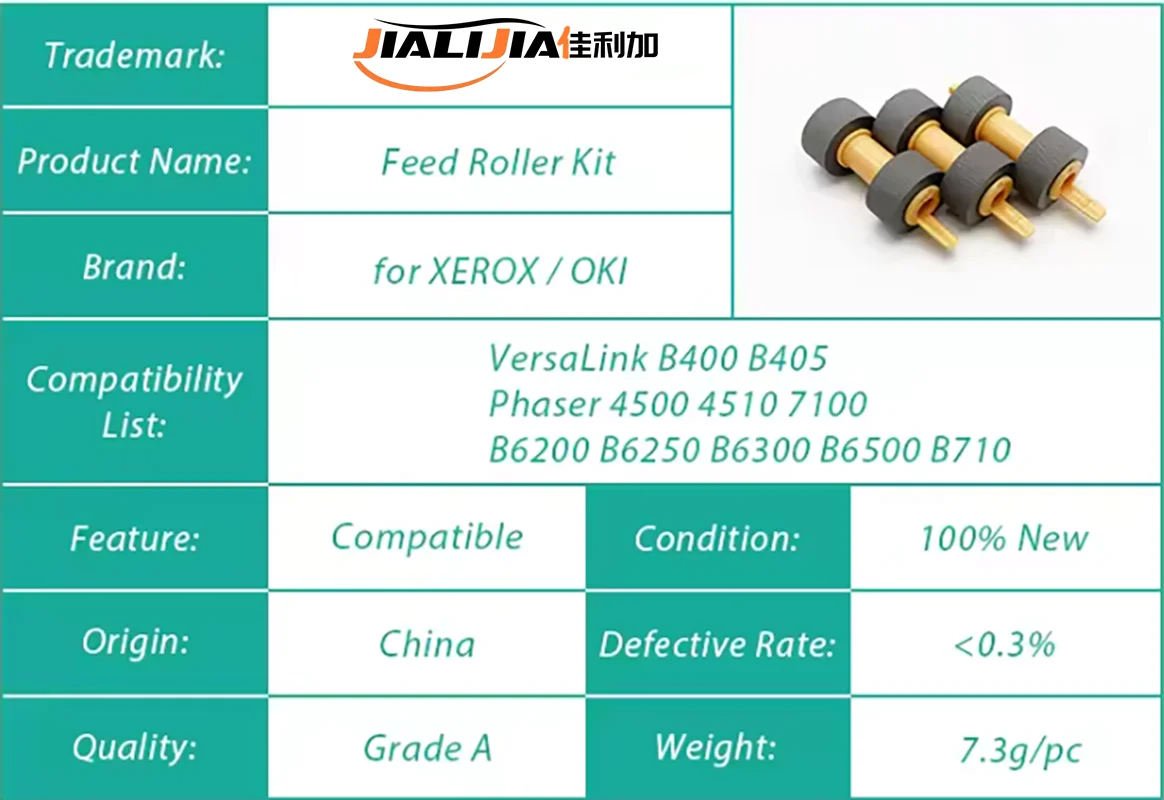12X for XEROX 4500 4510 7100 B400 B405 6125 6130 3615 3655 for OKI B6200 B6250 B6300 B6500 B710 B720 B730 Pickup Feed Roller view 5