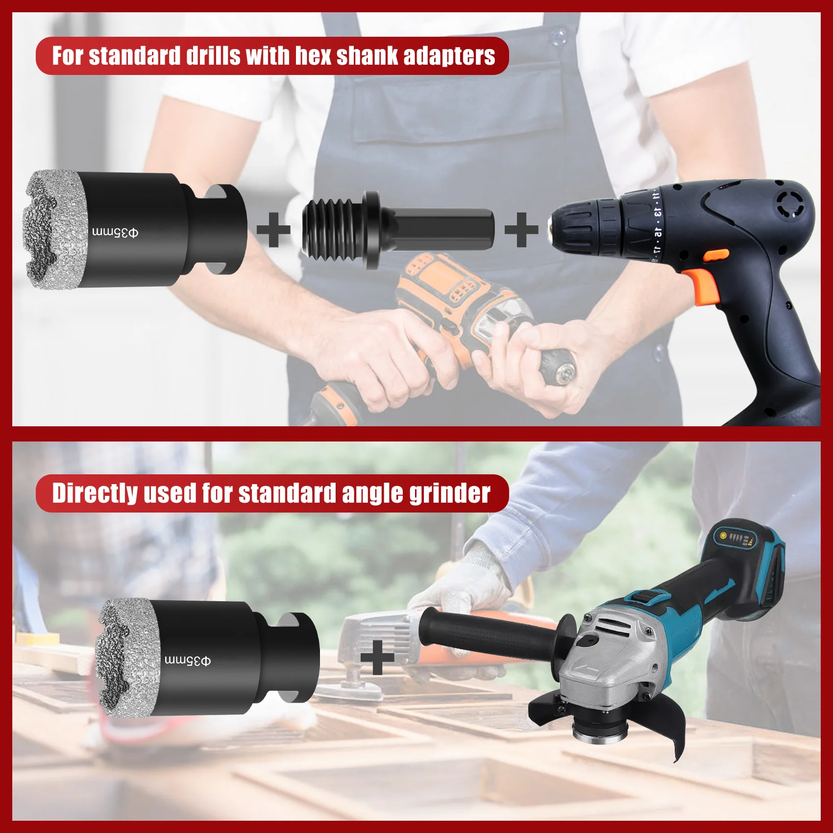Imagem -06 - Thread Dry Vacuum Brazed Diamante Drilling Bit Porcelain Cup Saw Azulejo Granito Mármore Pedra Buraco Saw Angle Grinder Tools 1pc M14