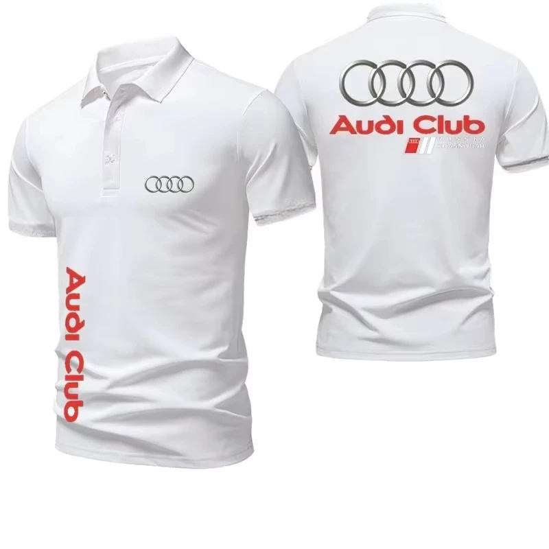 Audi Men's Polo Shirt Summer Casual Breathable Comfortable Motorcycle Men's Short Sleeve