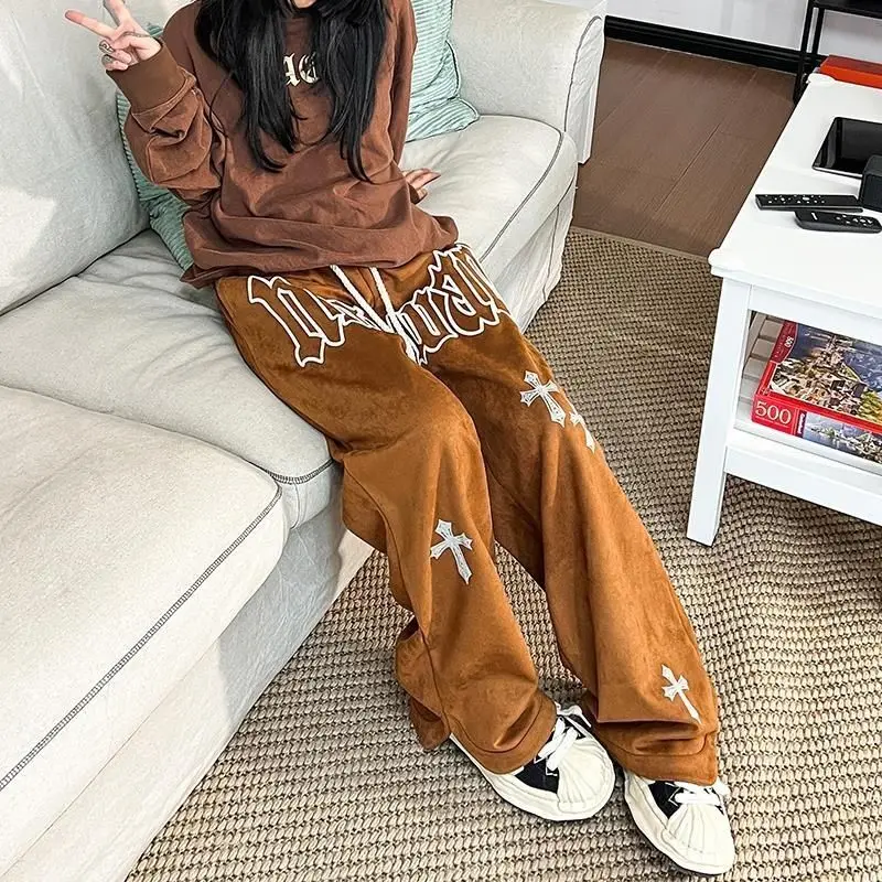 Y2k Pants Men Loose Wide leg Sweatpants Male Streetwear Oversize Pants Fashion Full-length Trousers 2023 New