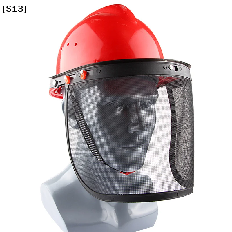 1P Garden Grass Trimmer Safety Helmet Hat With Full Face Mesh Protective Mask For Logging Brush Cutter Forestry Protection[Q][Q]