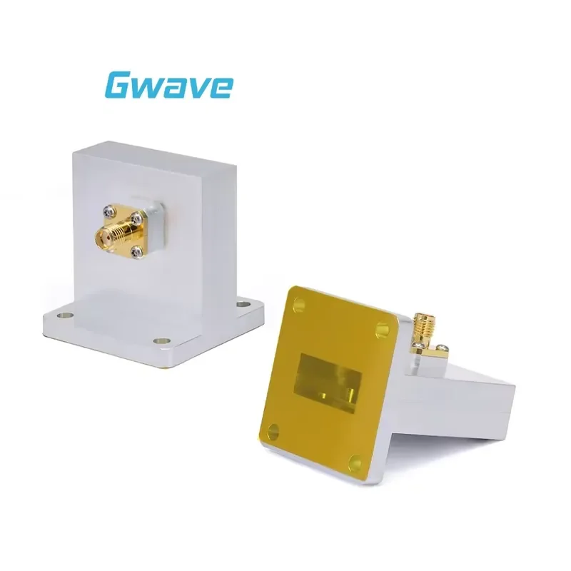 WR-90 for SMA Female Right Angle Waveguide to Coaxial Adapter 8.2-12 GHz with UBR100 Flange Telecom Component