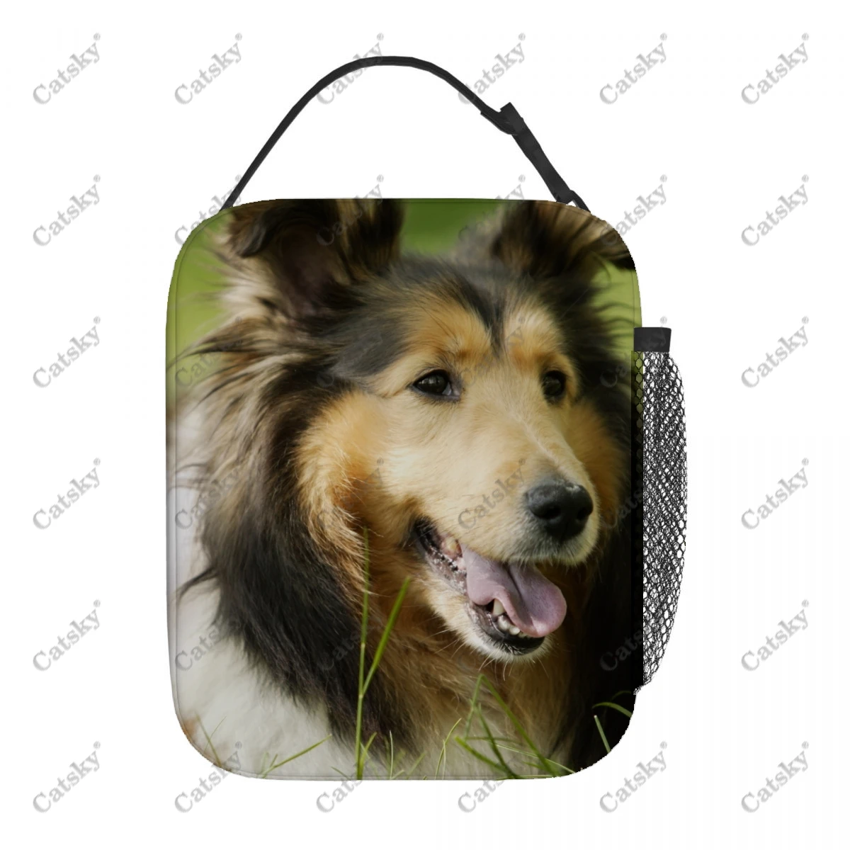 Rough Collie Portable aluminum foil thickened insulated lunch bag meal bag printed waterproof insulated lunch tote bags