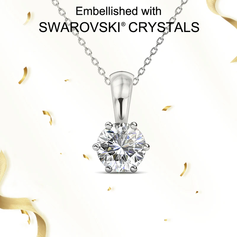 

Daisini, классическое ожерелье из стерлингового серебра 925 пробы с 6 когтями и кристаллами Сваровски для женщин, помолвочные и свадебные украшения